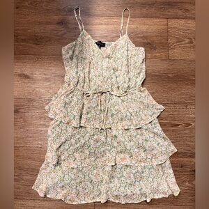 Trixxi Floral Layered Dress - Cream and Green